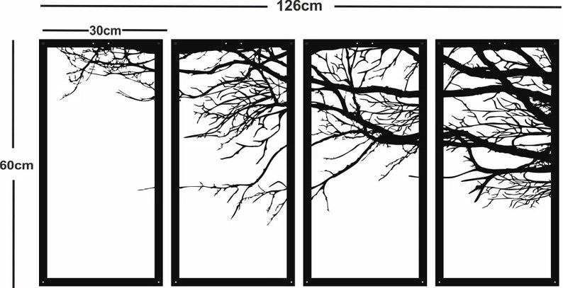 Metal Wall Art 4 Panels Tree of Life Decor Metal Tree