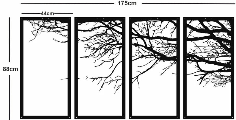 Metal Wall Art 4 Panels Tree of Life Decor Metal Tree