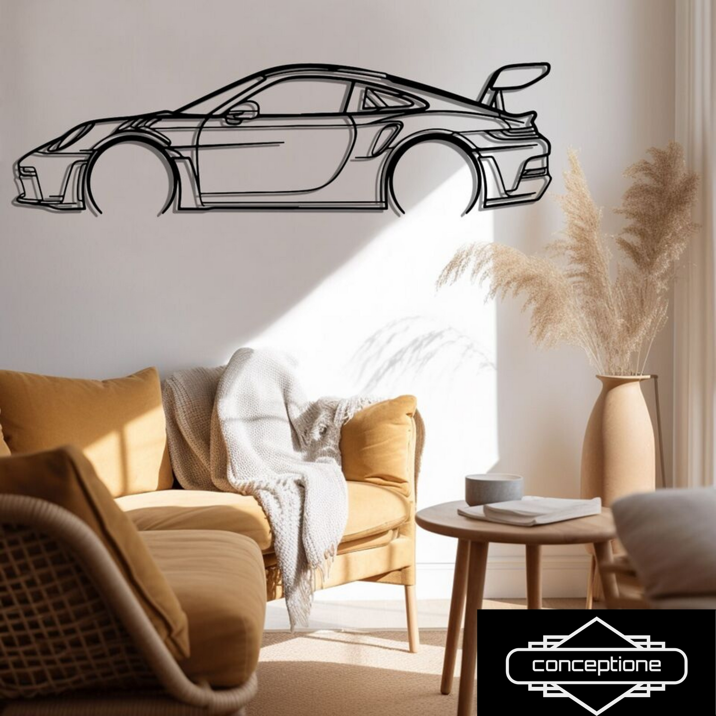 PORSCHE GT3, Metal Wall Decoration, Car Silhouette, Metal Car Wall Art