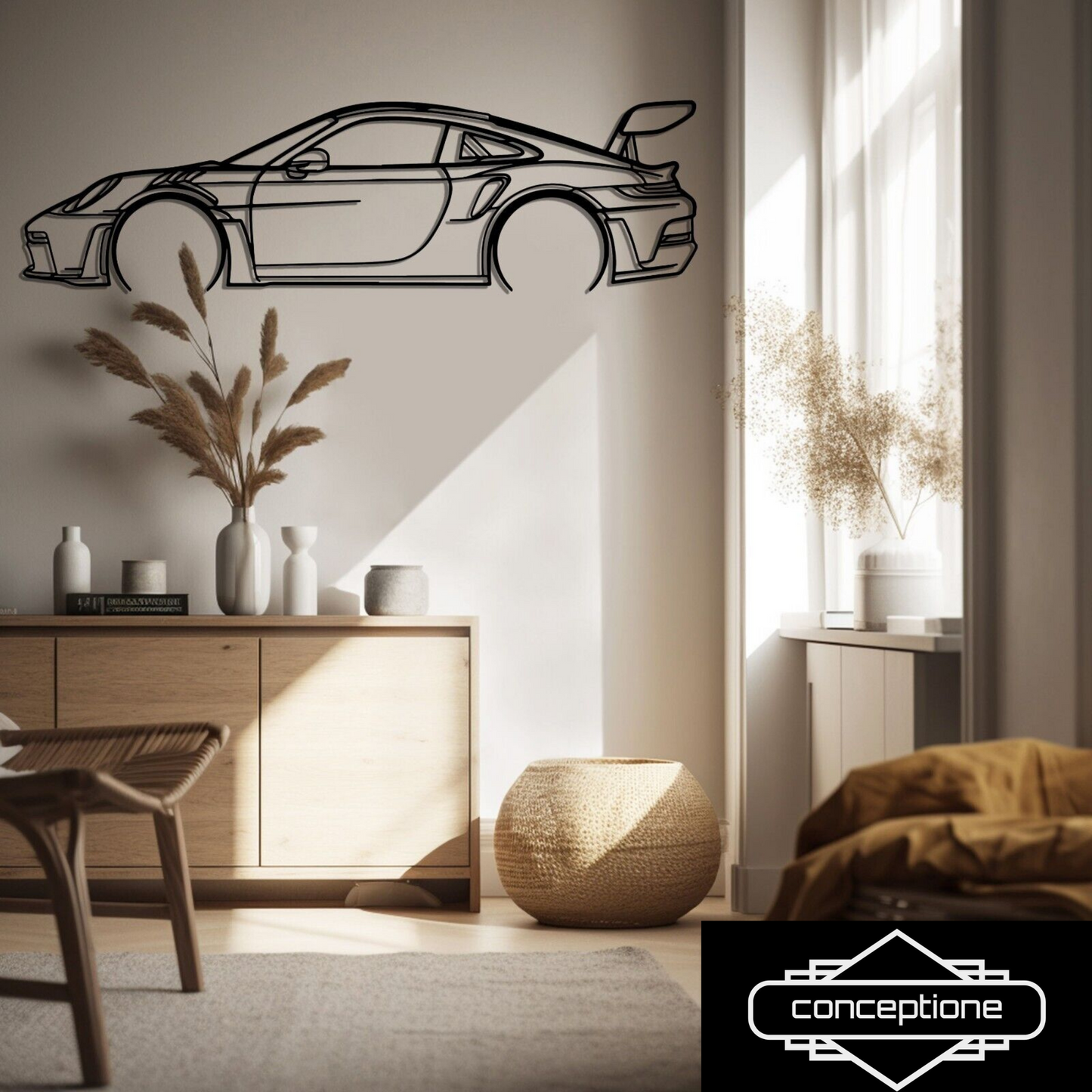 PORSCHE GT3, Metal Wall Decoration, Car Silhouette, Metal Car Wall Art