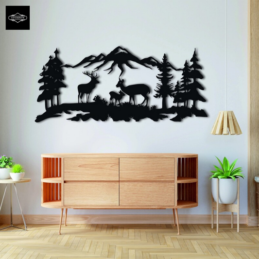 Deer Family Home Metal Wall Decoration