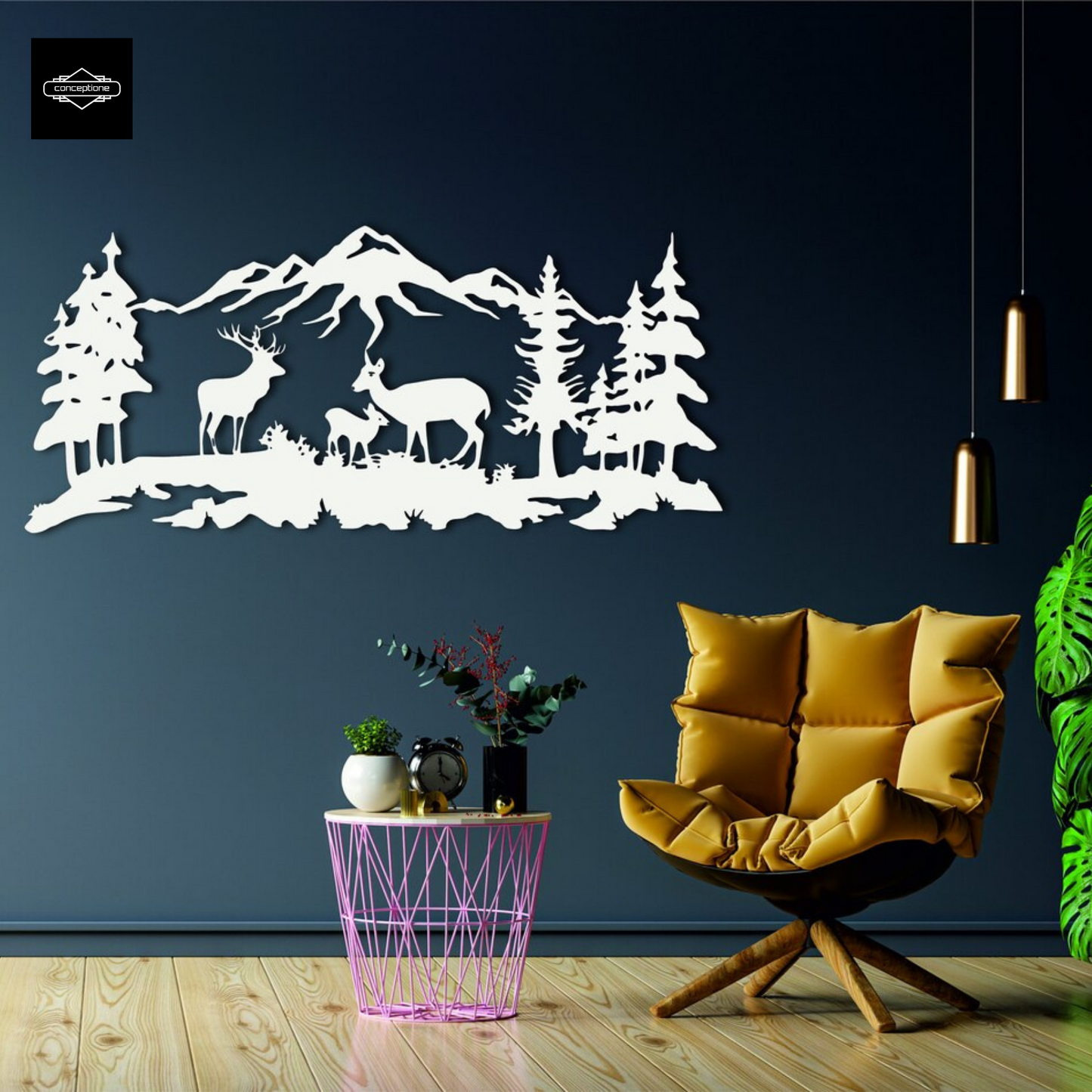 Deer Family Home Metal Wall Decoration