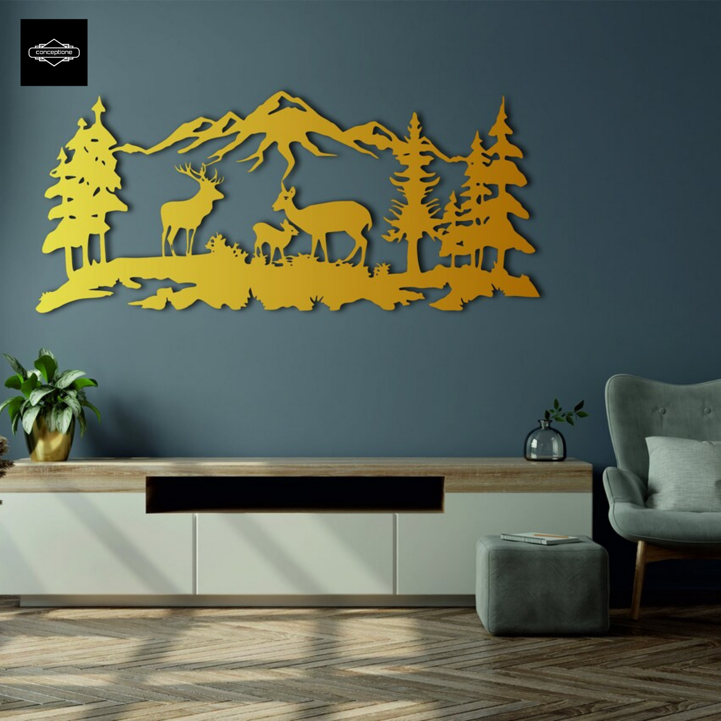 Deer Family Home Metal Wall Decoration