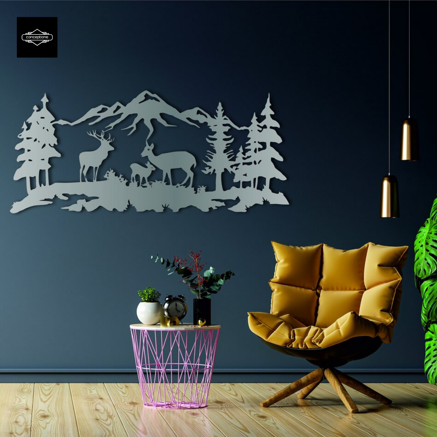 Deer Family Home Metal Wall Decoration