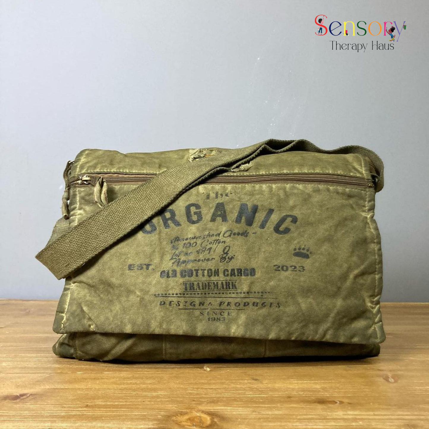 Old Cotton Cargo Bag, Handmade, Shabby Canvas, Vintage