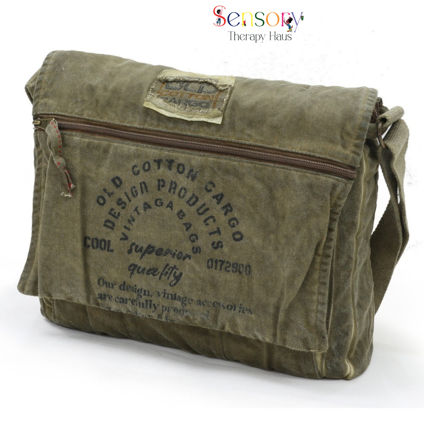 Old Cotton Cargo Bag, Handmade, Shabby Canvas, Vintage