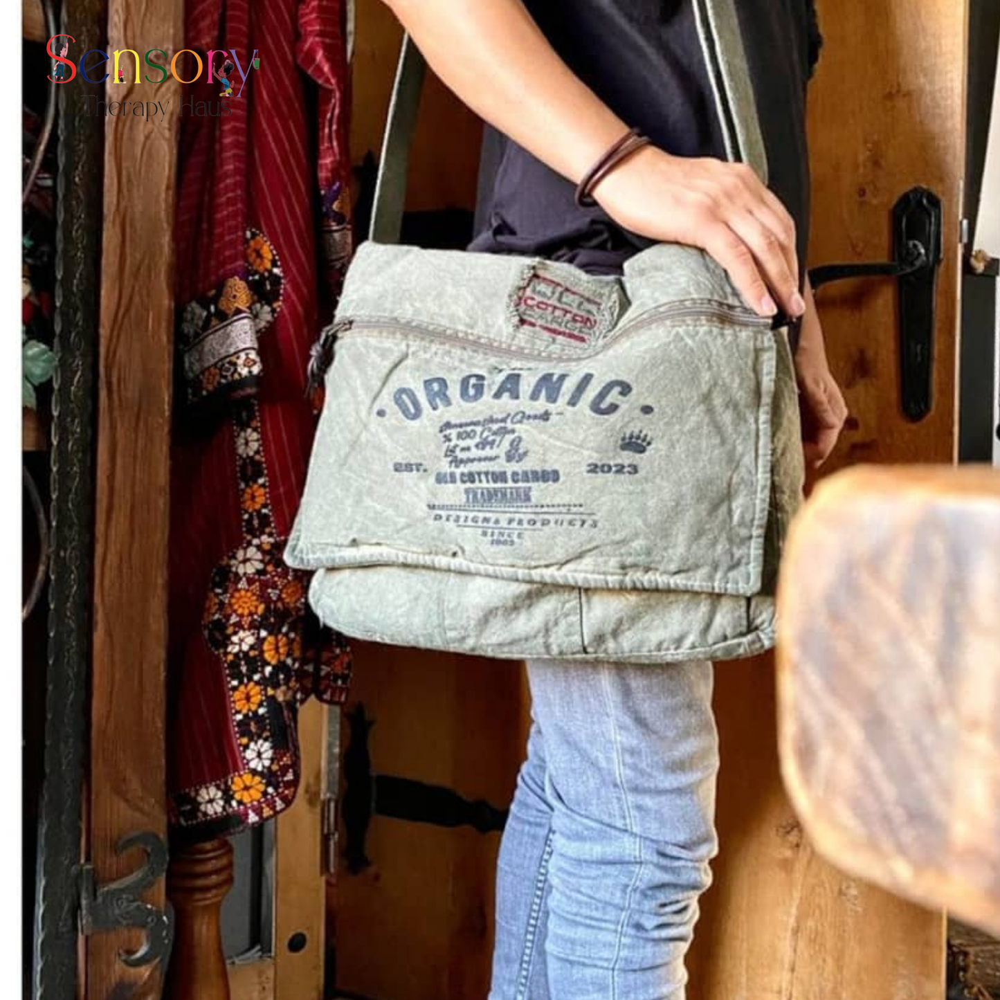 Old Cotton Cargo Bag, Handmade, Shabby Canvas, Vintage