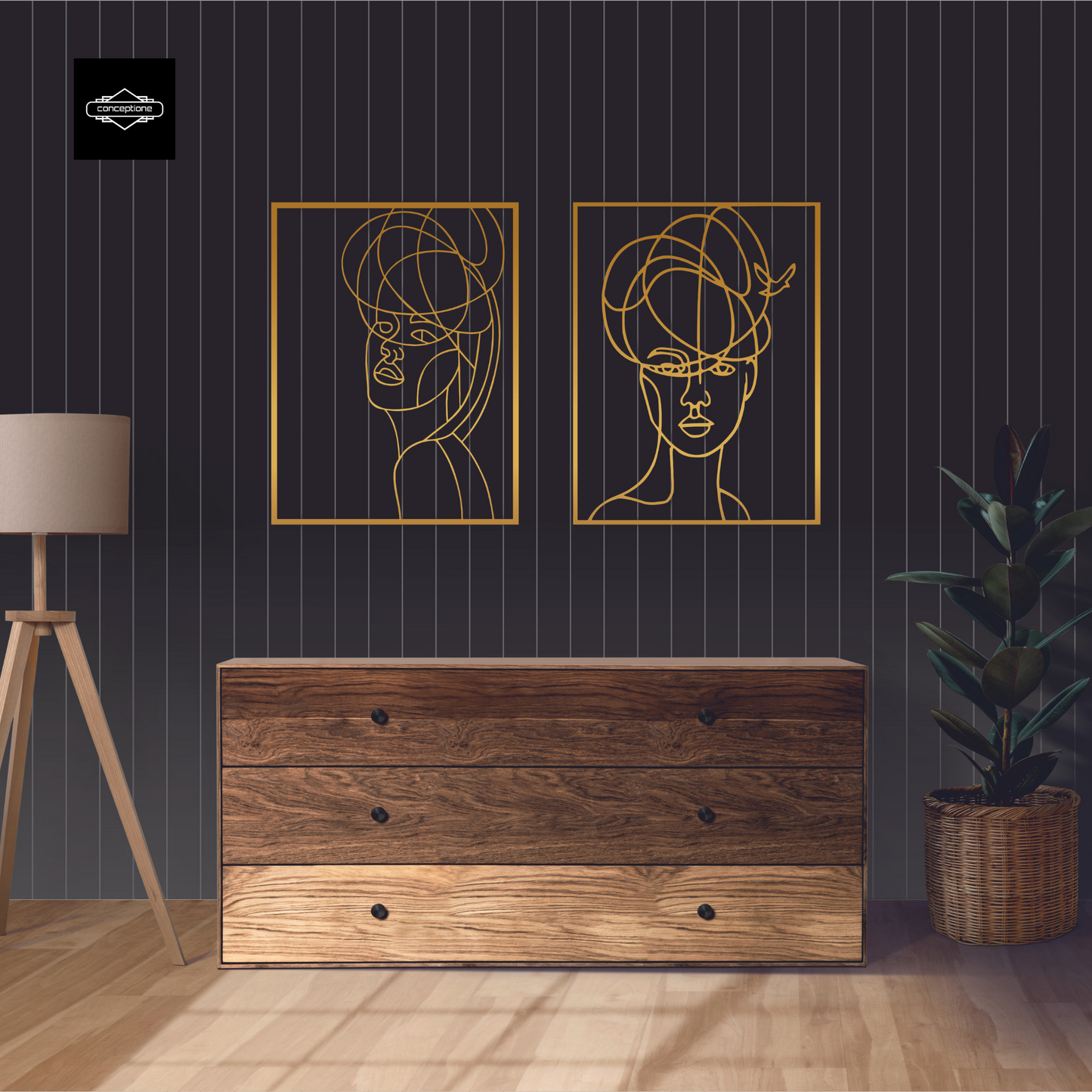 Minimalist Metal Woman Line Art Home Metal Wall Decoration