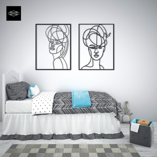 Minimalist Metal Woman Line Art Home Metal Wall Decoration