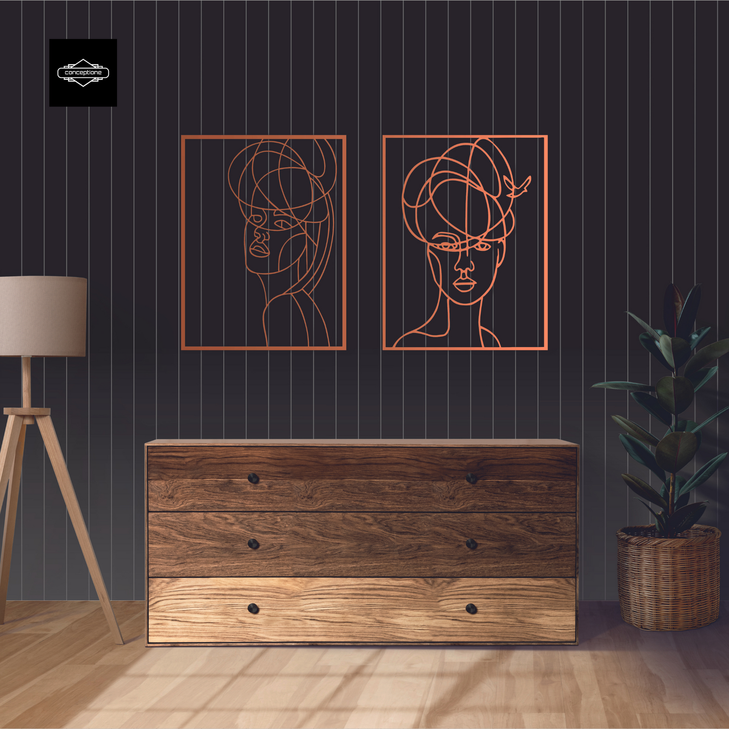 Minimalist Metal Woman Line Art Home Metal Wall Decoration