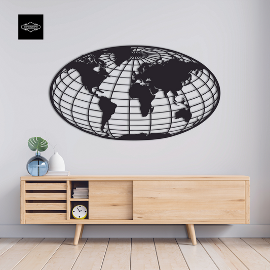 World Map Globe Home Metal Wall Decoration