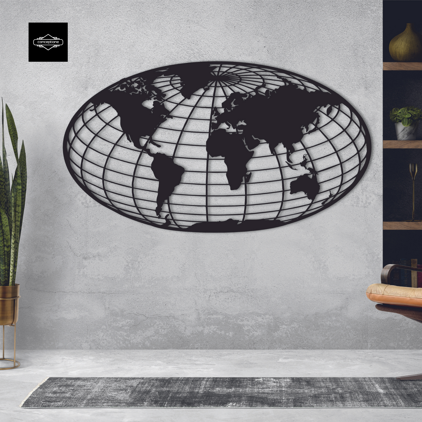 World Map Globe Home Metal Wall Decoration