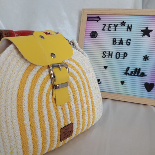 Yellow Cotton Bag, Hand Women Bag,Vintage